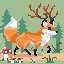 A fox with antlers walking through a forest.